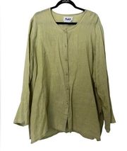 FLAX Linen Button Down Long Sleeve Top