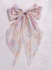 Altar’d State Pastel Pink Orange White Floral Watercolor Hair Bow Clip Accessory