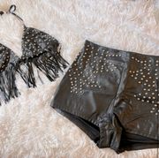 XY 2 piece Faux Leather Festival Outfit