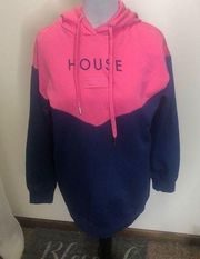 Armani exchange womens pink and blue hooded sweatshirt size XS