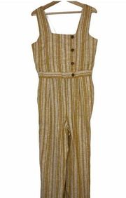 Indigo Rein Linen Striped Jumpsuit Size Medium