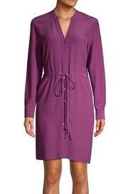 Eileen‎ Fisher NWT Stand Collar Tencel Crepe Dress Large in Currant $298