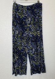 Chico’s Abstract Stretch Wide Leg Crop Pants EUC Sz  12 Polyester Women’s