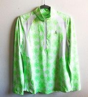 Annika Cutter & Buck Windbreaker Atmosphere Neon Green & White Half Zip Sz M NWT