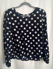 Navy Blue / White Polka dot lightweight blouse