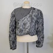 Gunne Sax Vintage 1970s Quilted Grey Cropped Topper Jacket