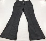 SHINESTAR Womens Size Large Vegan Leather Black Bell Bottom Pants