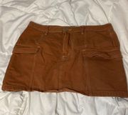 Brown Cargo Mini Skirt 