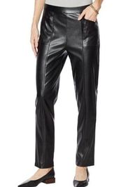 NWT H Halston Faux Leather Seamed Pull-On Pant BLACK X LARGE