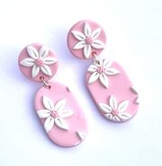 Polymer Clay Earrings Pink Daisies