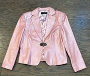 Bianco Nygard Pink Shimmer Leather Blazer Size 16 - See Measurements