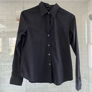 Theory Stretch Black Button Down Shirt