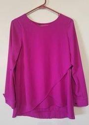 The Limited Magenta Long Sleeve Asymmetrical Dress Size Extra Small