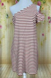 Maeve Striped One Sleeve Dress Size L