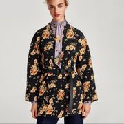 ZARA  Quilted Floral Long Coat XS