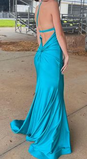 Blue One Shoulder Prom Dress