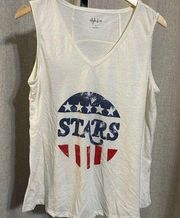 Style & Co from Macy’s Hi-Low Stars & Stripes Ivory T-shirt Tank Top Women’s L