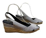 lauren ralph lauren cassara wedge espadrille striped sandals blue size 9.5