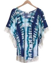 Veronica M tie dye lace beach swimsuit coverup tunic top stretch XS