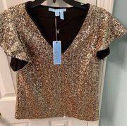 NWT  Gold Sequin Top Size 2