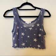 Sleepwear Blue and White Star Cropped Tank Top