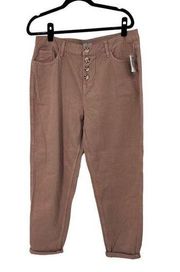 Falls Creek Dusty Pink Button Fly Cuffed Ankle Pants