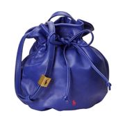 Polo Ralph Lauren Blue Leather Pony Pouch Bucket Bag