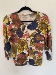 multi color floral button up cardigan