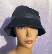 French Connection All Black Ribbed bucket hat