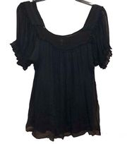 Saks 5th Avenue Sheer Silk Blouse & Cami Black 10