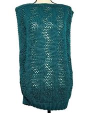 Women's | unisex teal handmade open knit sweater vest size medium or large