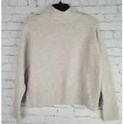 Sweater Small Womens Mock Neck Pullover Drop Sleeve Taupe Tan