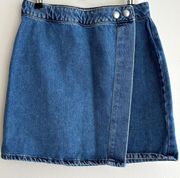 Denim Wrap Mini Skirt, Size 6
