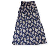 Blue Paisley Print Maxi Skirt