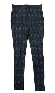 Tahari Dark Academia Window Pane Glen Plaid Leggings Gray Wide Band High Rise S