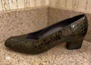 St. John Greenish brown size 7.5 Patent Leather Snake Print Heels Made in Italy