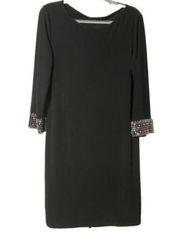 🖤 NWT Tiana B. Black Knit Dress | Size M |‎ Long Sleeves with Beaded Cuff 🖤