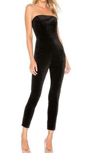 About Us Strapless Xandra Velvet Slim Fit Skinny Jumpsuit Black Women's Size XXS