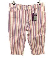 Gloria Vanderbilt Womens Size 16  Amanda Capri Length Pants Ribbon Pink Stripe