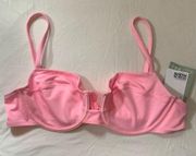 H&M Underwire Non-Padded Barbie Pink Bikini Top, Size M NWT