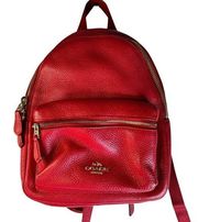 Coach  Small Pebbled Leather Red Backpack