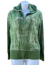 Y2K BCBG Maxazria green Spellout logo zip up hoodie