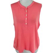 Signature Softblend Henley Tank Top Neon Pink