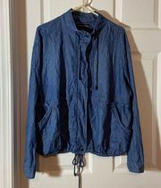 Y2K ROCK & REPUBLIC Lightweight Denim Faux Jean Jacket Blue Tie Back Zip Up Xxl