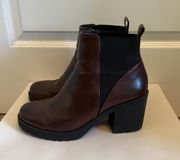 Divided Brown And Black Ankle Chelsea Boots