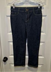 St. John’s Bay Dark Wash Denim Straight Leg Cropped Jeans size 4