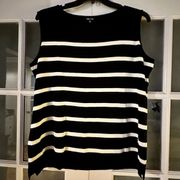 Misook Size XL sleeveless knit tank top in black and white stripe