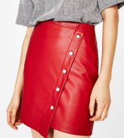 Red Faux leather skirt