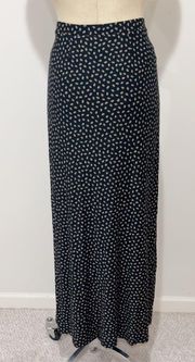 Vintage  Soft Wear Black Tan Coffee Bean Printed Maxi Skirt Size M