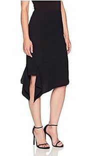 Anne Klein Solid Black Skirt Size 10 Asymmetric Hem Crepe